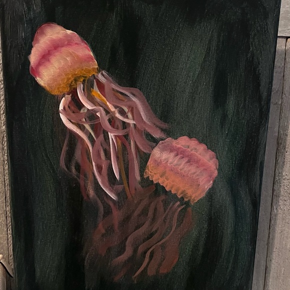Hand painted jelly fish canvas, small - Picture 2 of 2